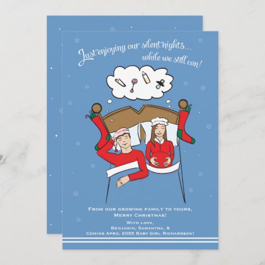 Ankündigung zur Schwangerschaft der Weihnachtskart (Vorne/Hinten)