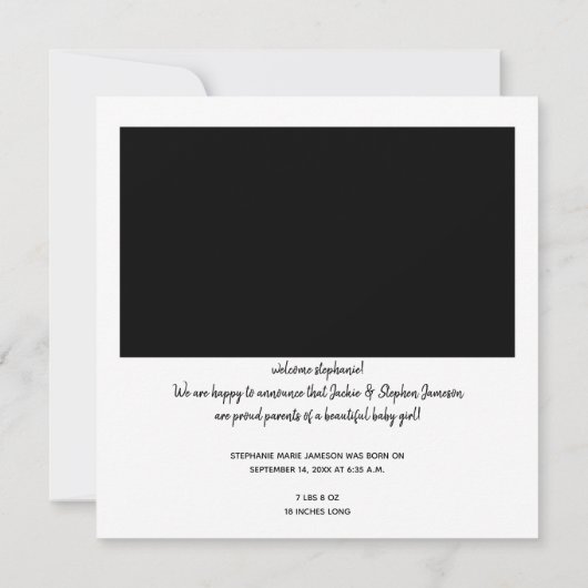 Ankündigung zur sofortigen Geburt des Fotos 2 (Rückseite)