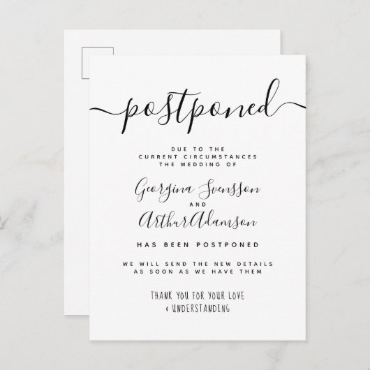 Ankündigung zur Vertagung der Hochzeitskündigung (Vorne/Hinten)