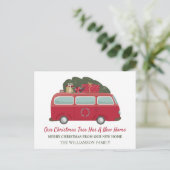 Ankündigung zur Weihnachtsbewegung | Camper & Tree Postkarte (Stehend Vorderseite)