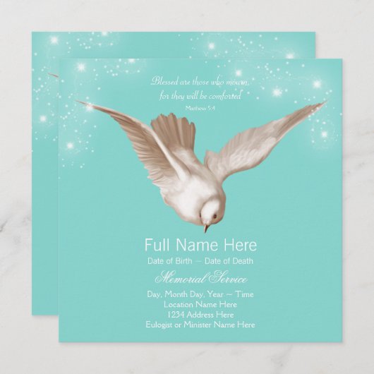 Ankündigungen des aquamarinen Blue Dove Memorial S (Vorne/Hinten)