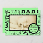 Ankündigungen für das Foto von grünen Babys mit in (Vorne/Hinten)