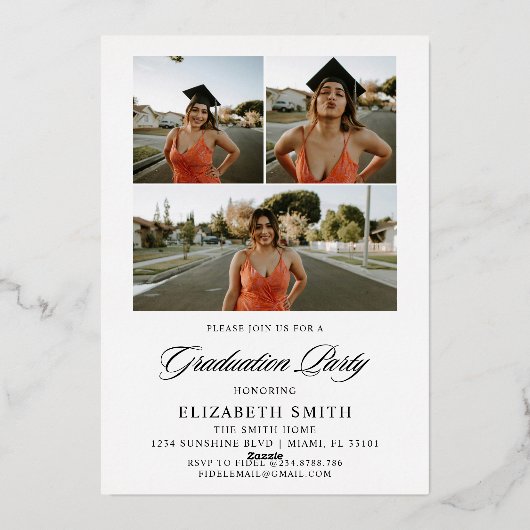 Ankündigungen für Minimalistischen 4 Fotos Graduie (Rückseite)