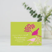 Ankündigungen über Chartreuse und Fuchsia-Vögel (Stehend Vorderseite)