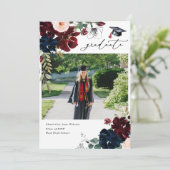 Ankündigungen von Foto Burgundy Bloral Graduation (Stehend Vorderseite)