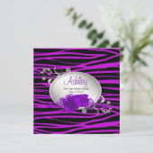 Ankündigungen von Mädchen Lila Zebra-Graduierung (Stehend Vorderseite)