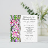 Ankündigungen zur Beerdigung von Pink Lily (Stehend Vorderseite)