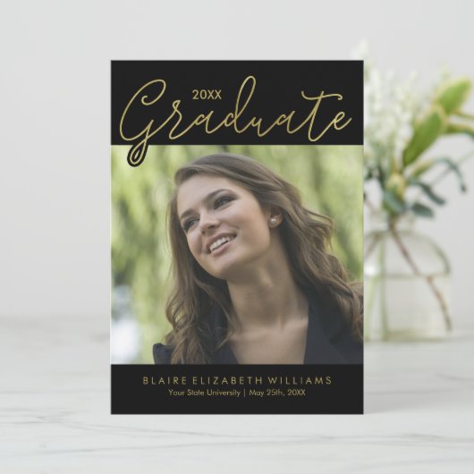 Ankündigungen zur Graduierung von Gold-Script-Typo (Stehend Vorderseite)