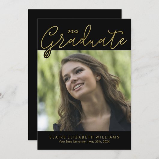 Ankündigungen zur Graduierung von Gold-Script-Typo (Vorne/Hinten)