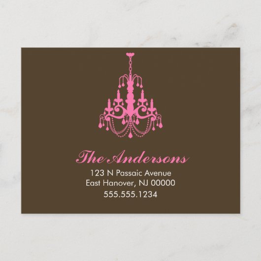 Ankündigungen zur Kronleuchter-Bewegung in Rosa (Vorderseite)