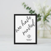 Ankündigungsadresse für die Schwarze Moderne Skrip Postkarte (Stehend Vorderseite)