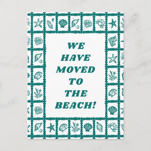 ANKÜNDIGUNGSADRESSE Green Seashells Beach Postkarte (Vorderseite)