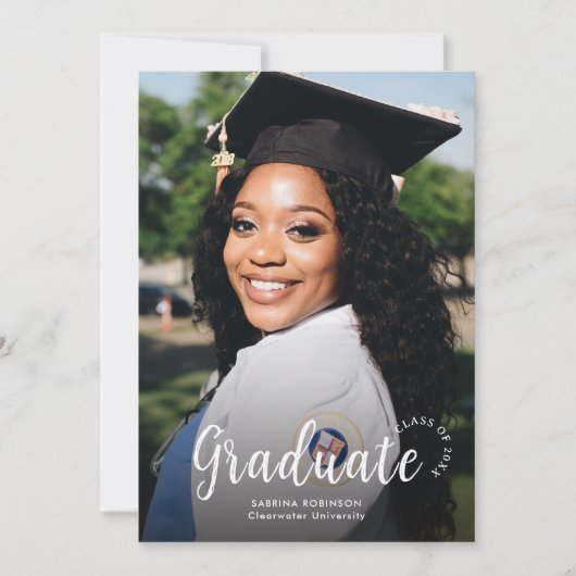 Ankündigungskarte für 4-Foto-Uni-Abschluss Ankündigung (Vorderseite)