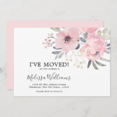 Ankündigungskarte für Chic Blush Pink Floral Movin Ankündigung (Vorne/Hinten)