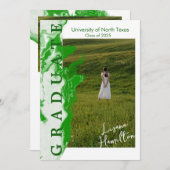 Ankündigungskarte für den Abschluss aus grünem wei Einladung (Vorne/Hinten)