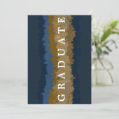 Ankündigungskarte für den Abschluss Navy Gold Marb Einladung (Stehend Vorderseite)