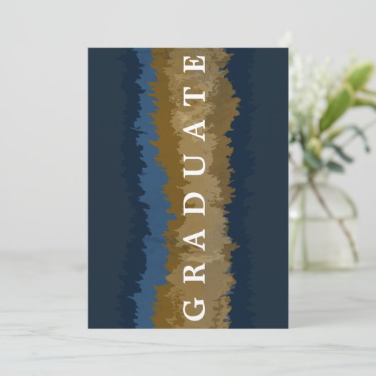 Ankündigungskarte für den Abschluss Navy Gold Marb Einladung (Stehend Vorderseite)