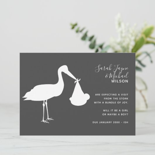Ankündigungskarte für die moderne Storchschwangers Ankündigung (Stehend Vorderseite)