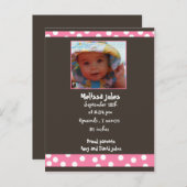 Ankündigungskarte für Mädchen Ankündigungspostkarte (Vorne/Hinten)