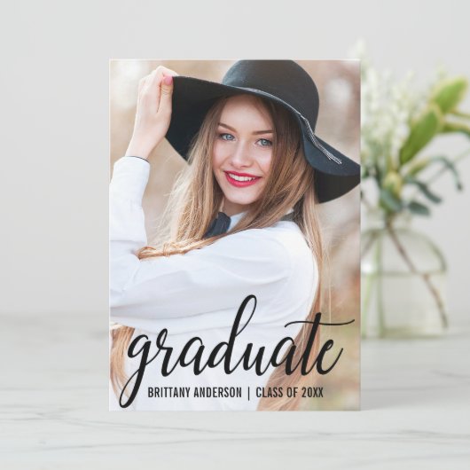 Ankündigungskarte für moderne Foto Abschluss B Ankündigung (Stehend Vorderseite)