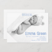 Ankündigungskarte für Neugeborene Foto Baby Boy Bi (Vorne/Hinten)