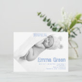 Ankündigungskarte für Neugeborene Foto Baby Boy Bi (Stehend Vorderseite)