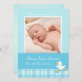 Ankündigungskarte für neugeborenes Foto - blauer K Ankündigung (Vorne/Hinten)