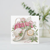 Ankündigungskarte für Rosa-Peony-Mütter Ankündigung (Stehend Vorderseite)