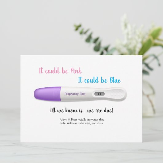 Ankündigungskarte für Schwangerschaftstest Einladung (Stehend Vorderseite)