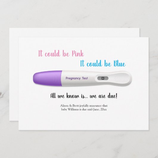 Ankündigungskarte für Schwangerschaftstest Einladung (Vorne/Hinten)