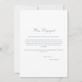 Ankündigungskarte für Script Blue & White Verlobun Ankündigung
