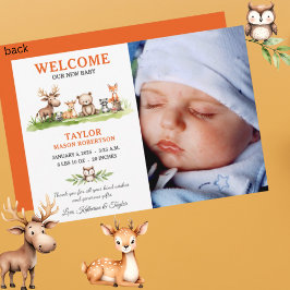 Ankündigungskarte für Woodland Animals Baby Boy Fo Einladung
