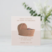 Ankündigungskarte Panda Moses Basket Pregnancy Ankündigung (Stehend Vorderseite)