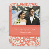 Ankündigungskarten für Coral Damask Foto Ankündigung (Vorne/Hinten)