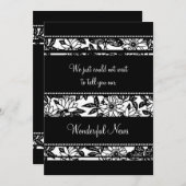 Ankündigungskarten für Schwarz-weiße Blumen Ankündigung (Vorne/Hinten)