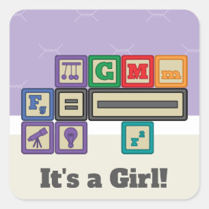 Ankündigungssticker für Blocks des Future Physicis Quadratischer Aufkleber