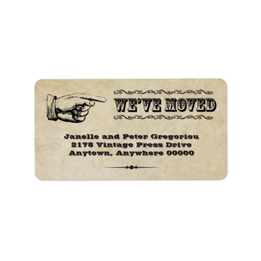 Ankündigungszeichen für Vintage Zeigerbewegung Adressaufkleber (Vorne)