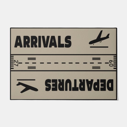 Ankunft & Abflug Tür, sonniges Flugzeug Fußmatte (Vorderseite)