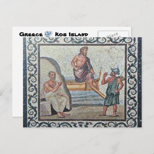 Ankunft Asklepios Mosaic Kos Insel Postkarte (Vorne/Hinten)