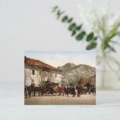 Ankunft der Post Cetinje Montenegro Postkarte (Stehend Vorderseite)