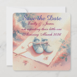 Ankunft des Babys im Pastell-Wasserfarben-Stil Save The Date