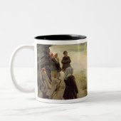 Ankunft einer Lehrerin im Land Zweifarbige Tasse (Links)