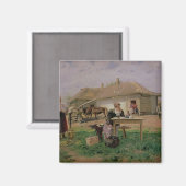 Ankunft einer Schulmeisterin im Magnet (Vorderseite/Rückseite)