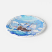 Ankunft eines kleinen Seglers:Kinderdusche Pappteller (Schrägansicht)