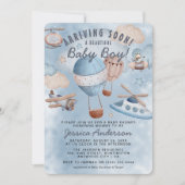 Ankunft eines neuen Aviators: Kinderdusche Einladung (Vorderseite)