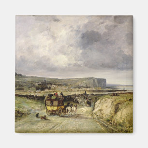 Ankunft eines Stagecoach bei Treport, 1878 Magnet