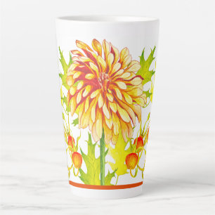 Ankunft im Herbst auf einer großen Latte-Tasse Milchtasse