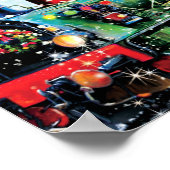 Ankunft von Santa und Weihnachtszug Poster (Ecke)