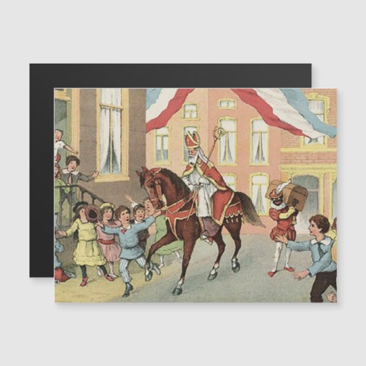 Ankunft von Sinterklaas Dutch St. Nick St. Nikolau Magnetkarte (Vorne/Hinten)