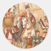 Ankunft von Sinterklaas Dutch St. Nick St. Nikolau Runder Aufkleber (Vorderseite)